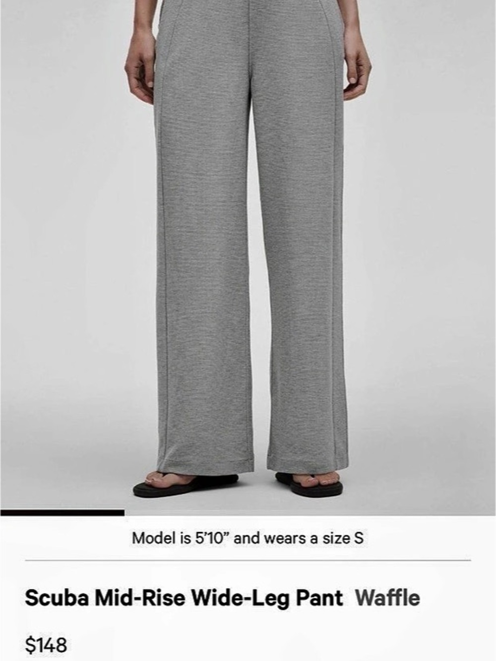 Lululemon Scuba Mid-Rise Wide-Leg Pant Waffle Gray Medium